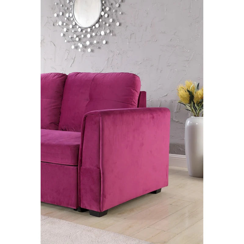 91-in. Velvet Reversible Convertible Storage Sectional/Sofa Sleeper