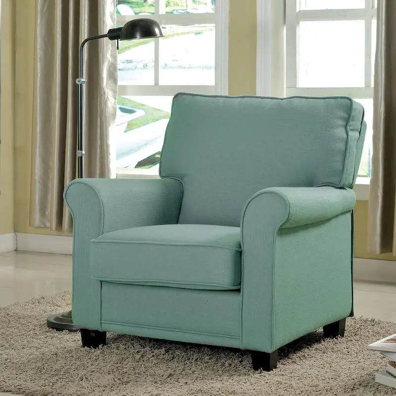 Charmayne Transitional Linen Padded Chair with Rolled Arms by 