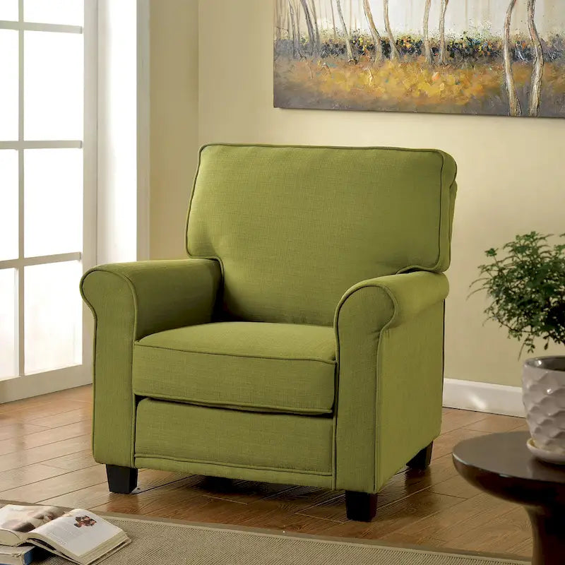 Charmayne Transitional Linen Padded Chair with Rolled Arms by