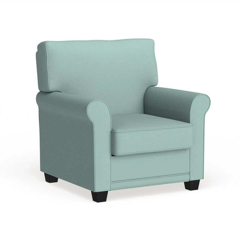 Charmayne Transitional Linen Padded Chair with Rolled Arms by