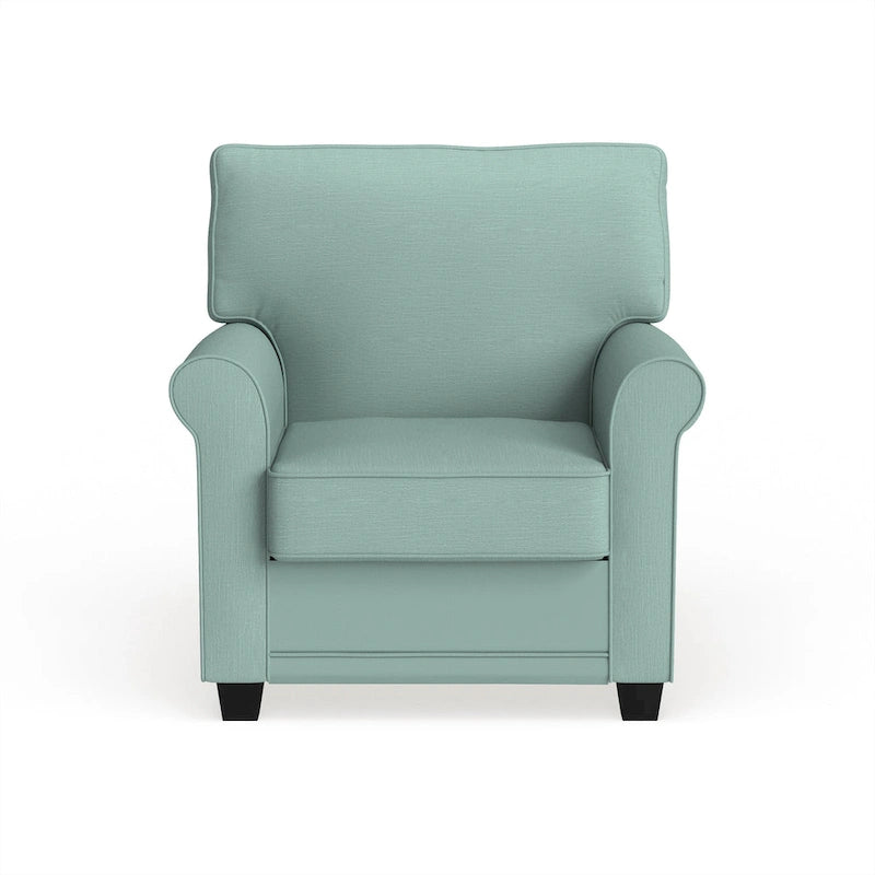 Charmayne Transitional Linen Padded Chair with Rolled Arms by