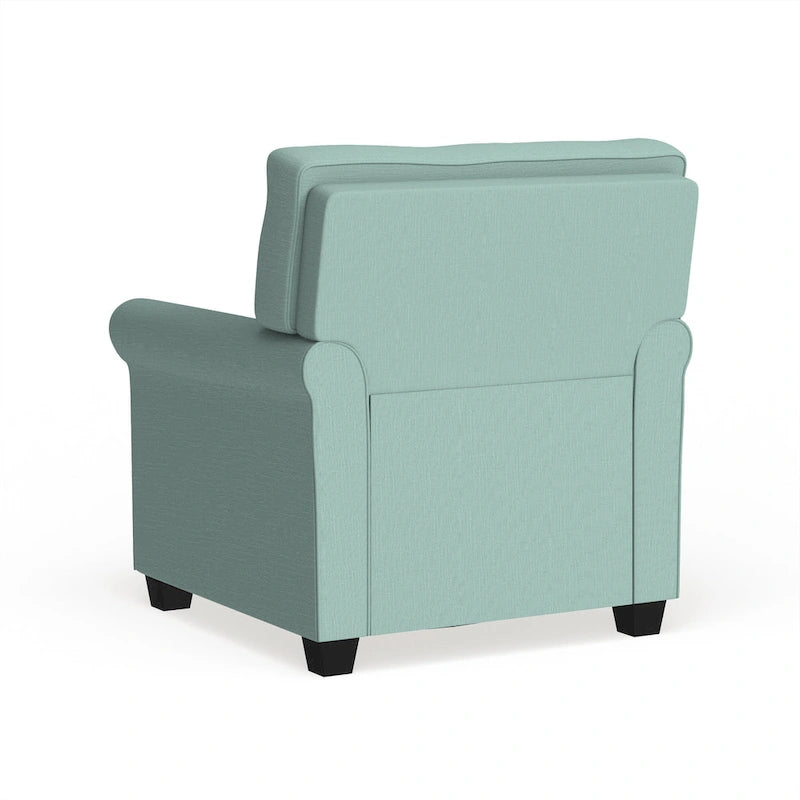 Charmayne Transitional Linen Padded Chair with Rolled Arms by