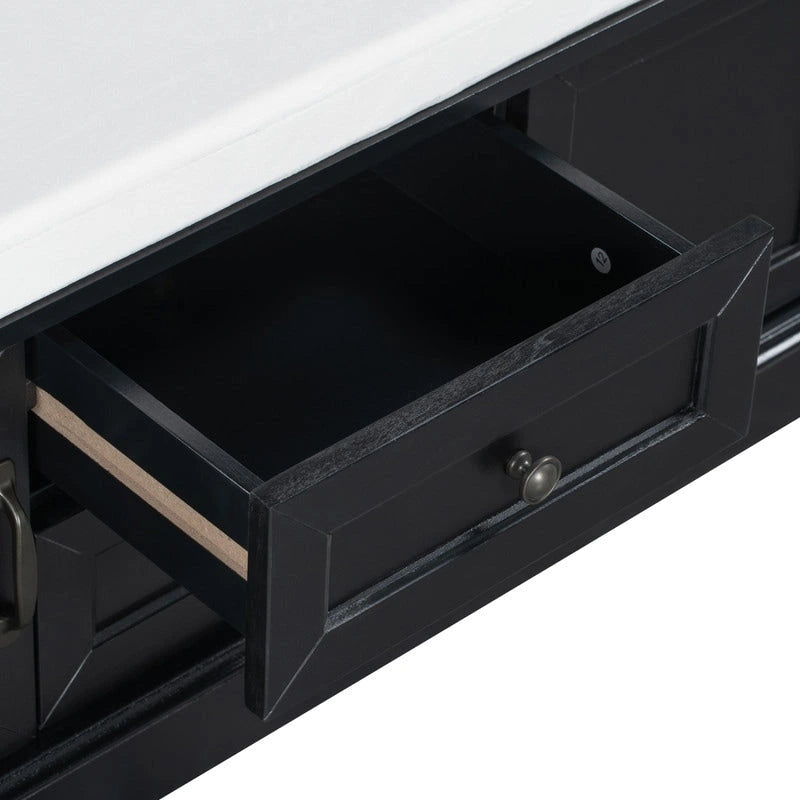 Storage Bench with 2 Drawers and 2 Cabinets