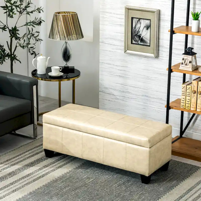 York Upholstered Quilted Stitched Flip-Top Storage Bench