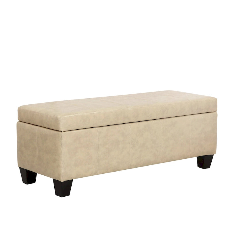 York Upholstered Quilted Stitched Flip-Top Storage Bench