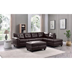111 in. W 2-piece Faux Leather L Shape Sectional Sofa - 78L x 111W x 32H