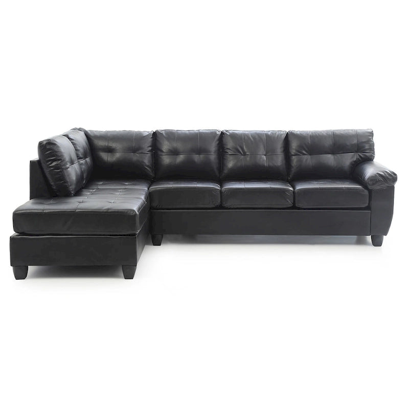 111 in. W 2-piece Faux Leather L Shape Sectional Sofa - 78L x 111W x 32H