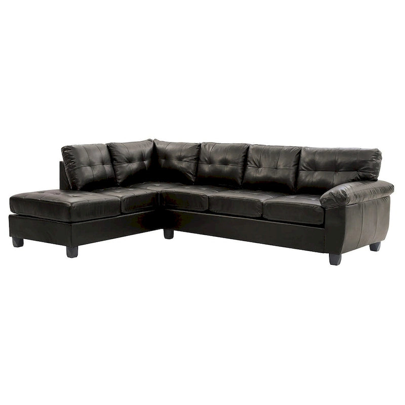 111 in. W 2-piece Faux Leather L Shape Sectional Sofa - 78L x 111W x 32H