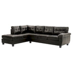 111 in. W 2-piece Faux Leather L Shape Sectional Sofa - 78L x 111W x 32H