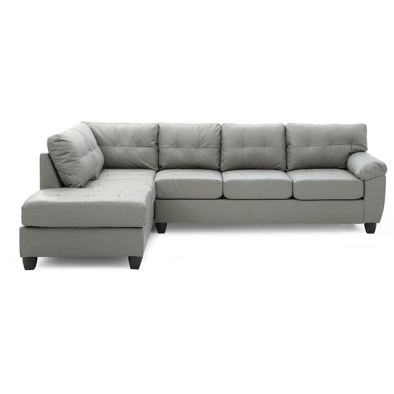 111 in. W 2-piece Faux Leather L Shape Sectional Sofa - 78L x 111W x 32H