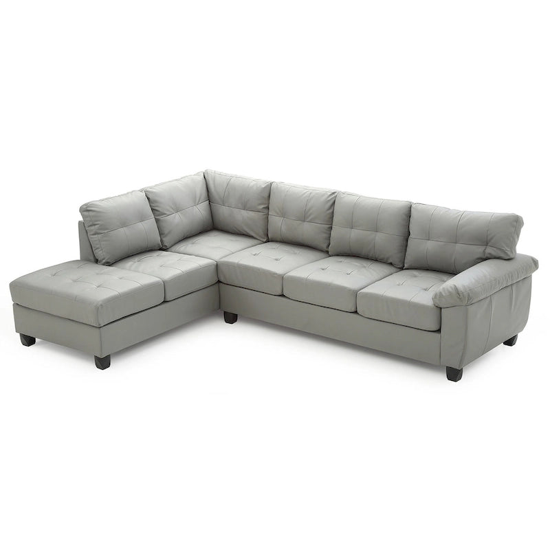 111 in. W 2-piece Faux Leather L Shape Sectional Sofa - 78L x 111W x 32H