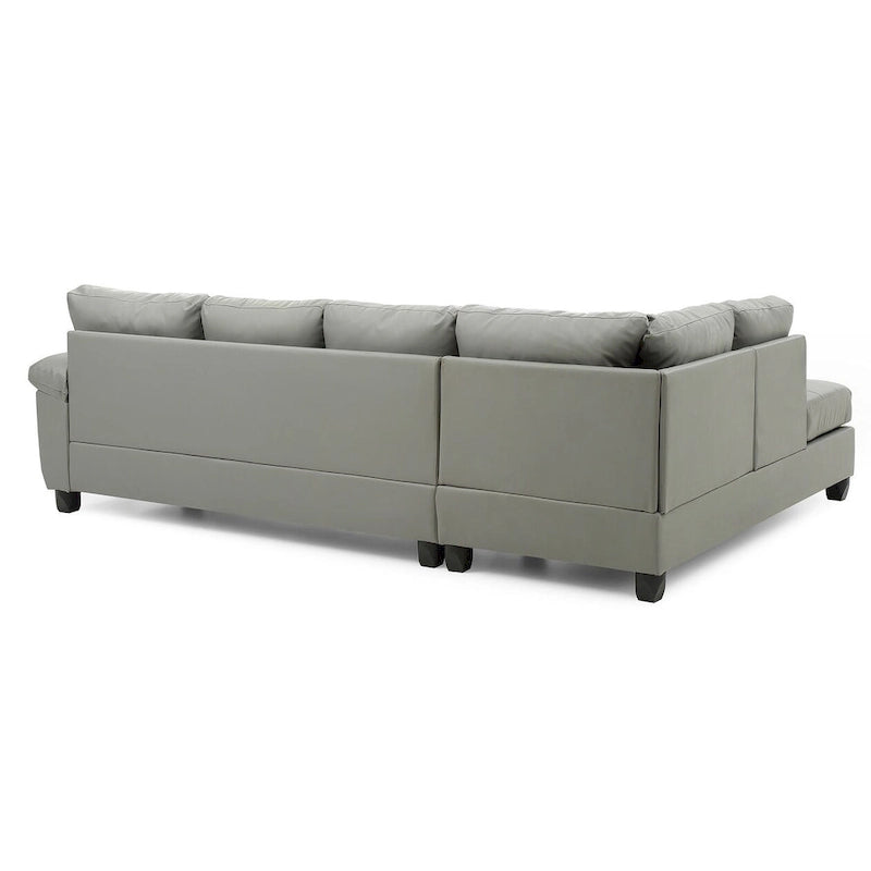 111 in. W 2-piece Faux Leather L Shape Sectional Sofa - 78L x 111W x 32H