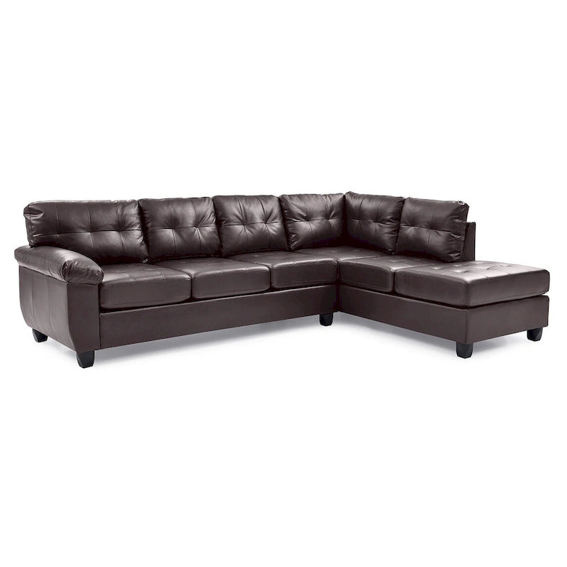 111 in. W 2-piece Faux Leather L Shape Sectional Sofa - 78L x 111W x 32H