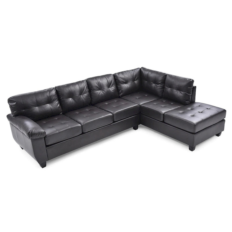 111 in. W 2-piece Faux Leather L Shape Sectional Sofa - 78L x 111W x 32H