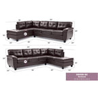 111 in. W 2-piece Faux Leather L Shape Sectional Sofa - 78L x 111W x 32H