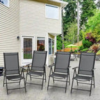 Outdoor Folding Sling Dining Chair Aluminum & Steel Frame, Set of 4