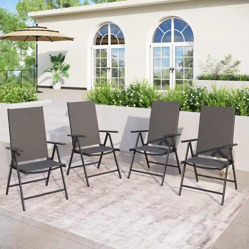 Outdoor Folding Sling Dining Chair Aluminum & Steel Frame, Set of 4