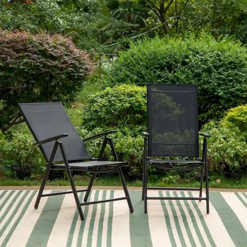 Outdoor Folding Sling Dining Chair Aluminum & Steel Frame, Set of 4