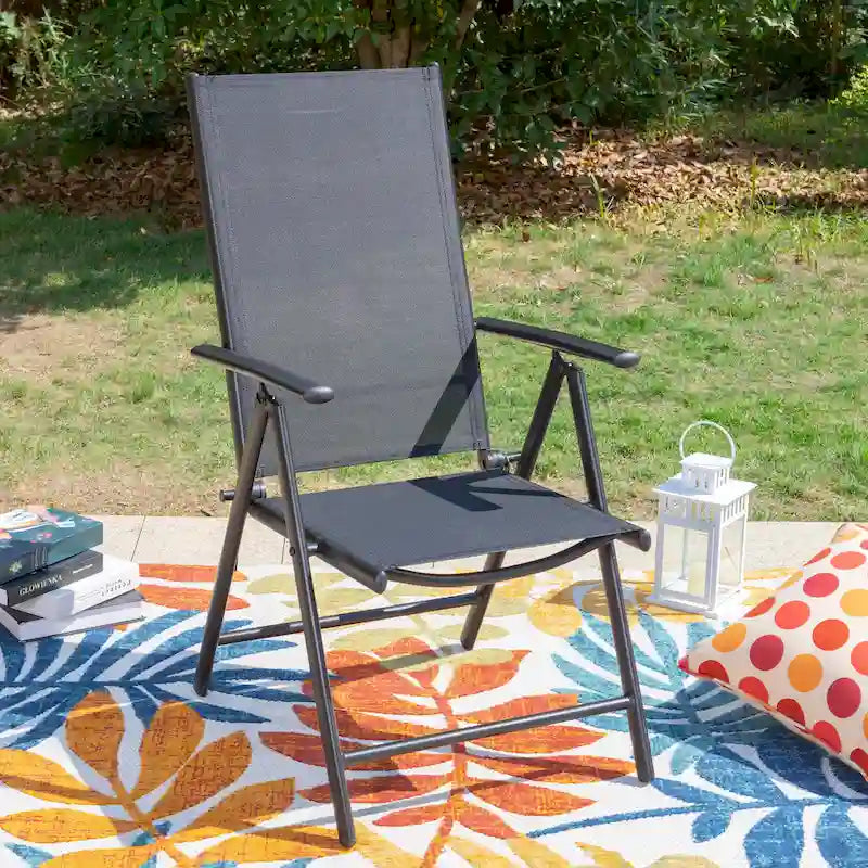 Outdoor Folding Sling Dining Chair Aluminum & Steel Frame, Set of 4