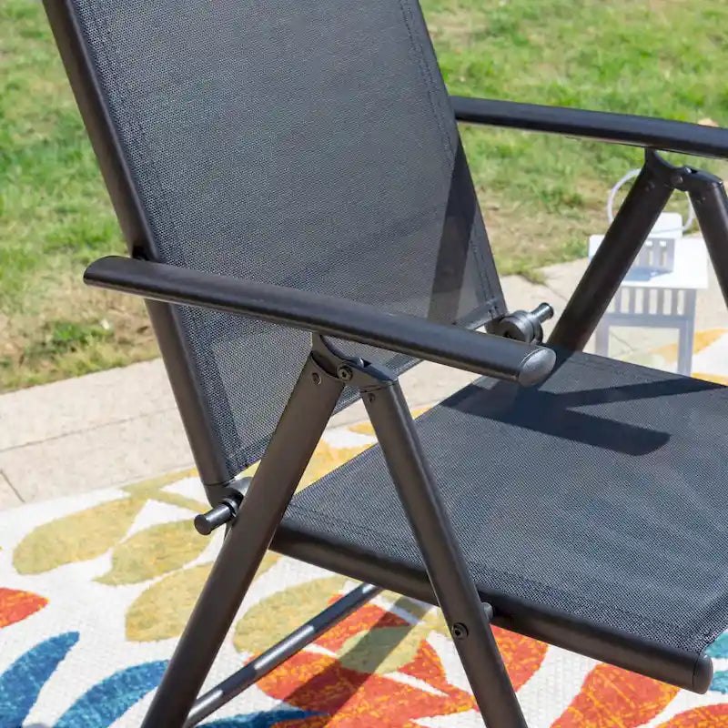 Outdoor Folding Sling Dining Chair Aluminum & Steel Frame, Set of 4