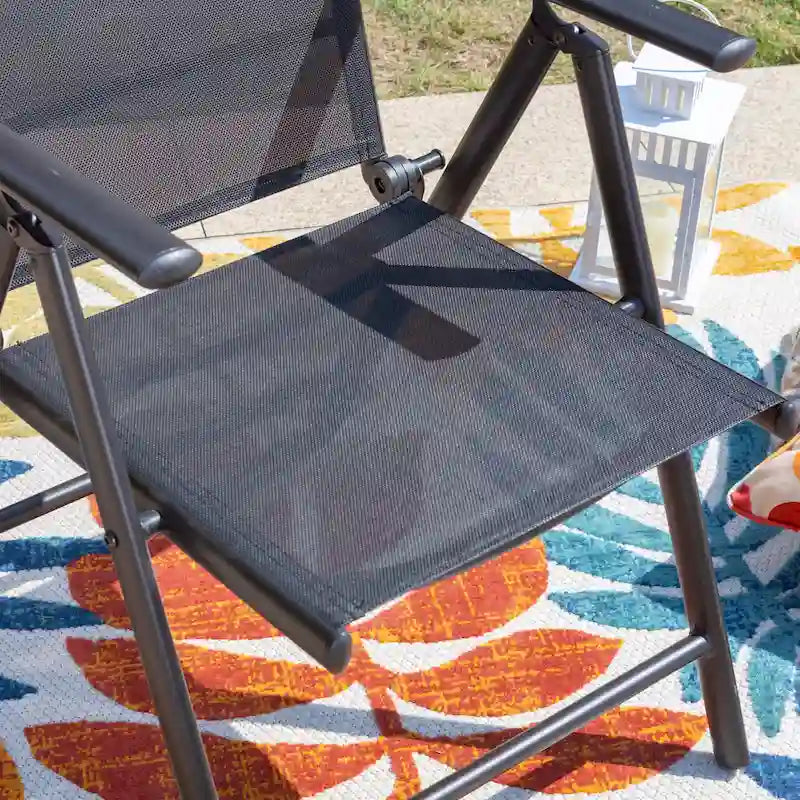 Outdoor Folding Sling Dining Chair Aluminum & Steel Frame, Set of 4
