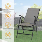 Outdoor Folding Sling Dining Chair Aluminum & Steel Frame, Set of 4