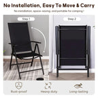 Outdoor Folding Sling Dining Chair Aluminum & Steel Frame, Set of 4