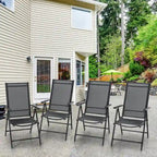 Outdoor Folding Sling Dining Chair Aluminum & Steel Frame, Set of 4