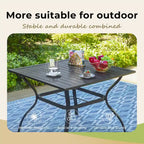 MAISON ARTS Oversized 5-Piece Metal Patio Dining Set with 4 Padded Chairs and Square Table - Black