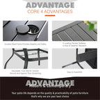 MAISON ARTS Oversized 5-Piece Metal Patio Dining Set with 4 Padded Chairs and Square Table - Black