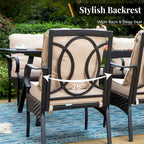 MAISON ARTS Oversized 5-Piece Metal Patio Dining Set with 4 Padded Chairs and Square Table - Black