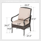 MAISON ARTS Oversized 5-Piece Metal Patio Dining Set with 4 Padded Chairs and Square Table - Black