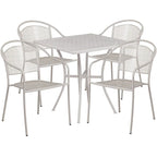 28 Square Indoor-Outdoor Steel Patio Table Set with 4 Round Back Chairs
