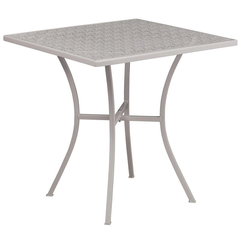 28 Square Indoor-Outdoor Steel Patio Table Set with 4 Round Back Chairs