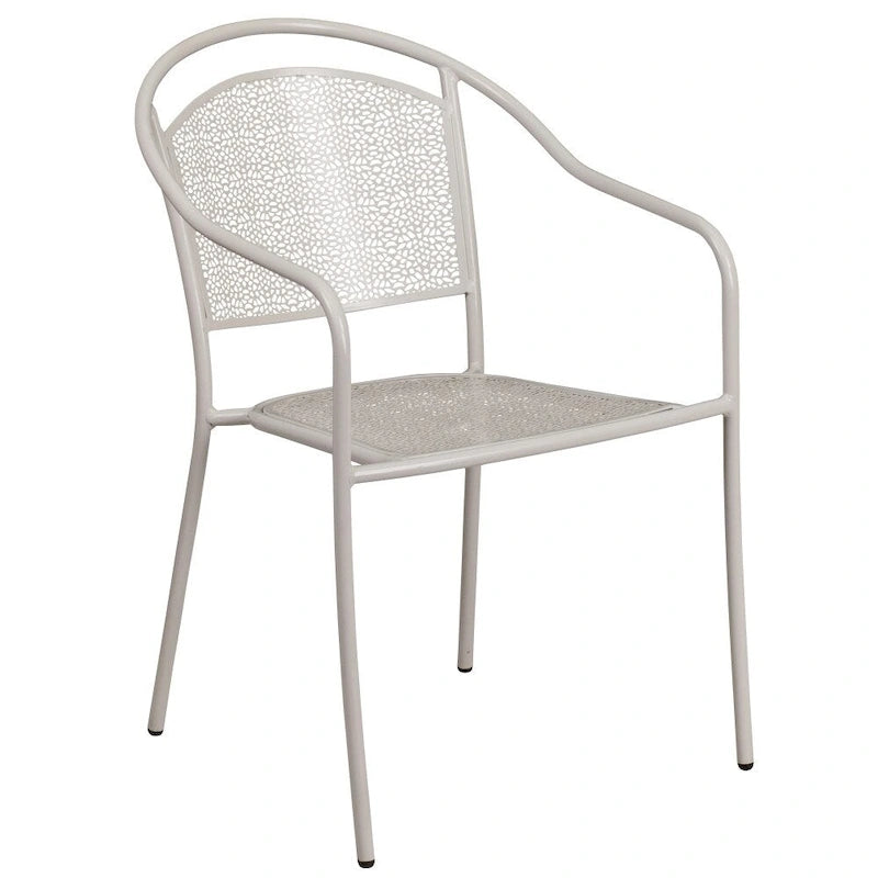 28 Square Indoor-Outdoor Steel Patio Table Set with 4 Round Back Chairs