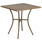 28 Square Indoor-Outdoor Steel Patio Table Set with 4 Round Back Chairs