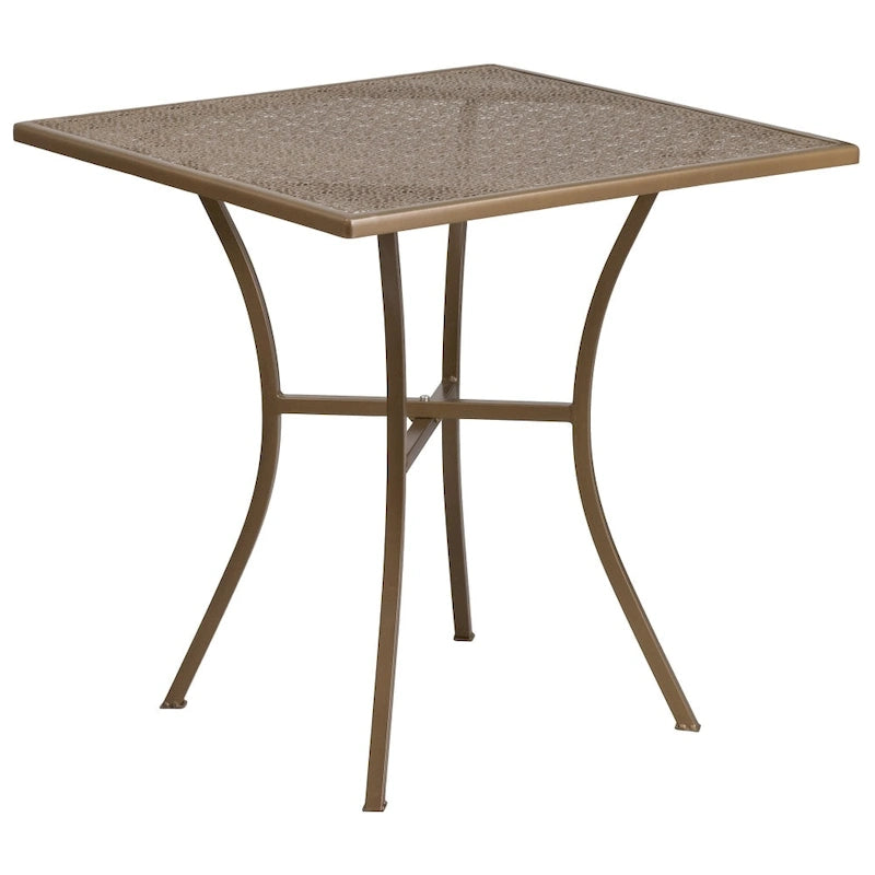 28 Square Indoor-Outdoor Steel Patio Table Set with 4 Round Back Chairs