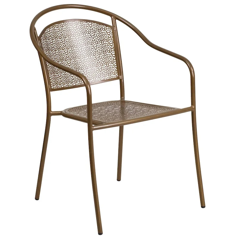 28 Square Indoor-Outdoor Steel Patio Table Set with 4 Round Back Chairs