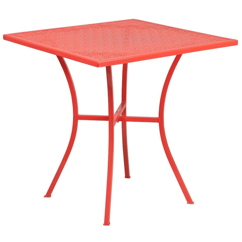 28 Square Indoor-Outdoor Steel Patio Table Set with 4 Round Back Chairs