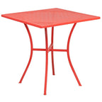 28 Square Indoor-Outdoor Steel Patio Table Set with 4 Round Back Chairs