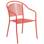 28 Square Indoor-Outdoor Steel Patio Table Set with 4 Round Back Chairs