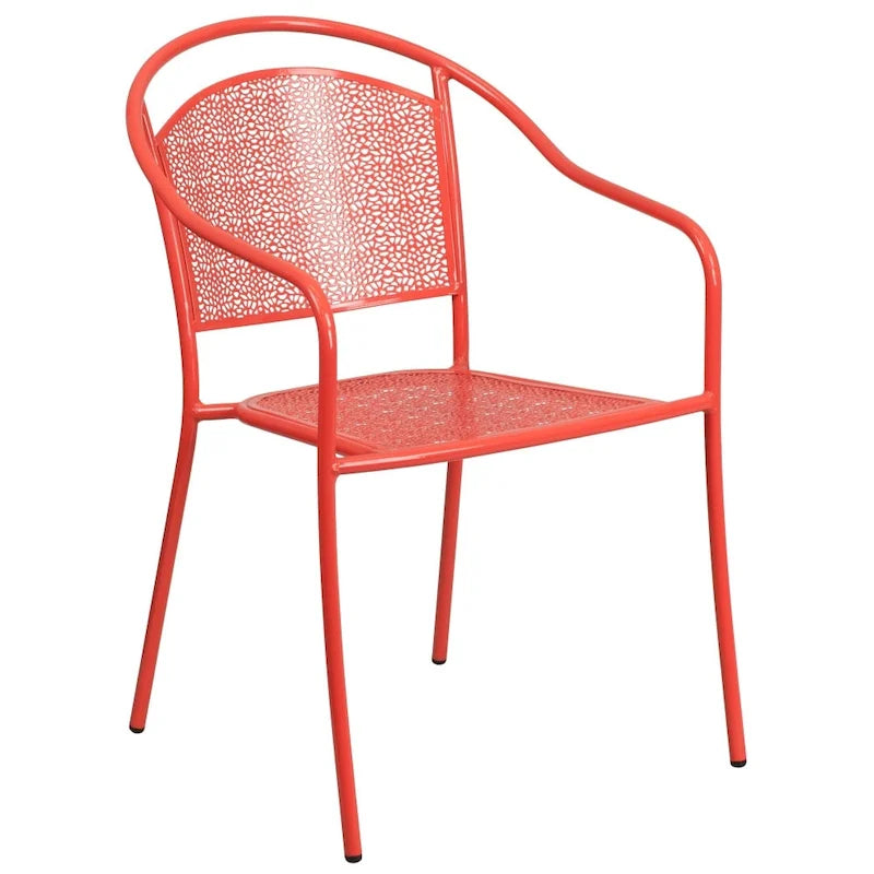 28 Square Indoor-Outdoor Steel Patio Table Set with 4 Round Back Chairs