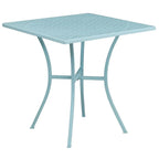 28 Square Indoor-Outdoor Steel Patio Table Set with 4 Round Back Chairs