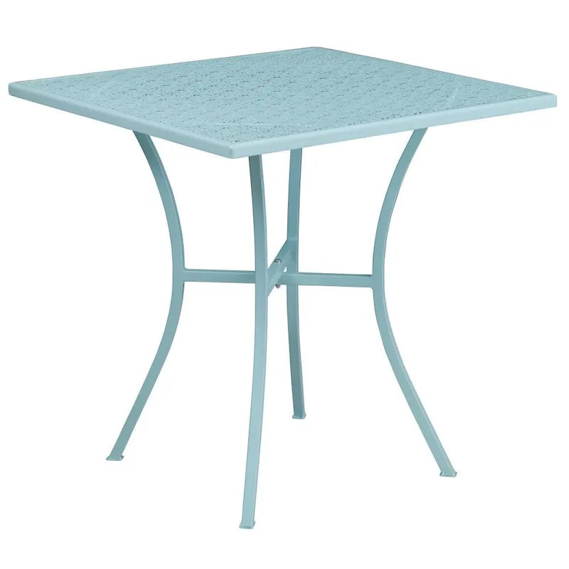 28 Square Indoor-Outdoor Steel Patio Table Set with 4 Round Back Chairs