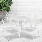 28 Square Indoor-Outdoor Steel Patio Table Set with 4 Round Back Chairs