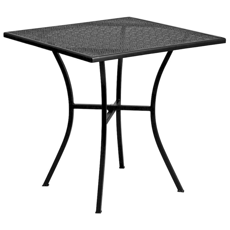 28 Square Indoor-Outdoor Steel Patio Table Set with 4 Round Back Chairs