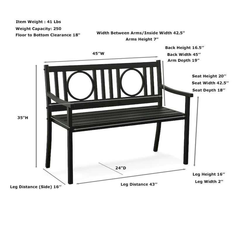 Nelson Outdoor Metal Bench
