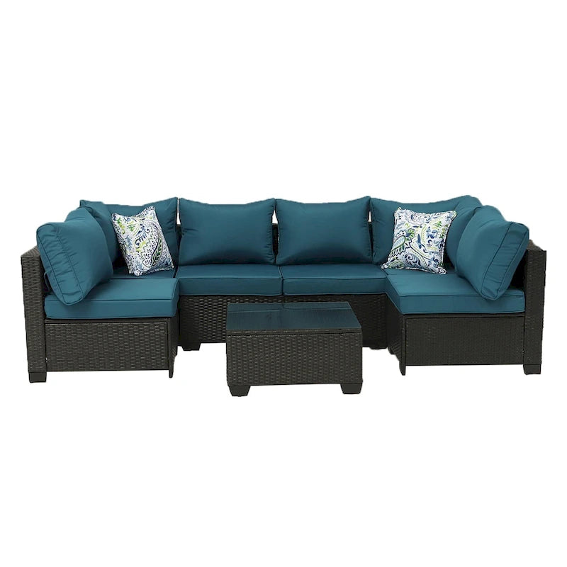 Outdoor 7 Pieces Patio Furniture Wicker Sectional Sofa Set