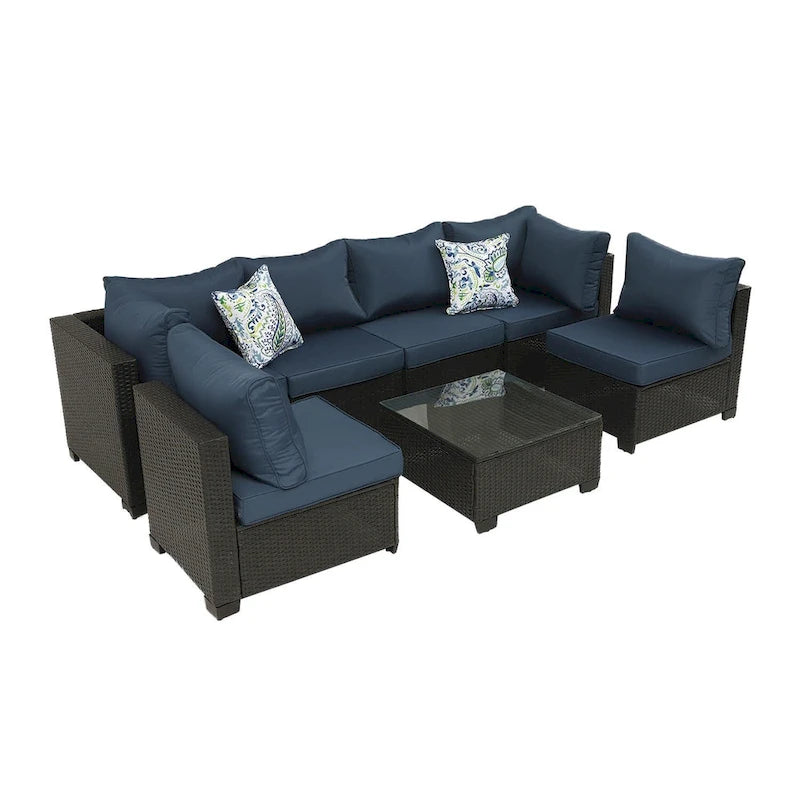 Outdoor 7 Pieces Patio Furniture Wicker Sectional Sofa Set