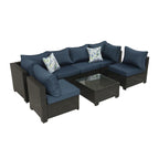Outdoor 7 Pieces Patio Furniture Wicker Sectional Sofa Set